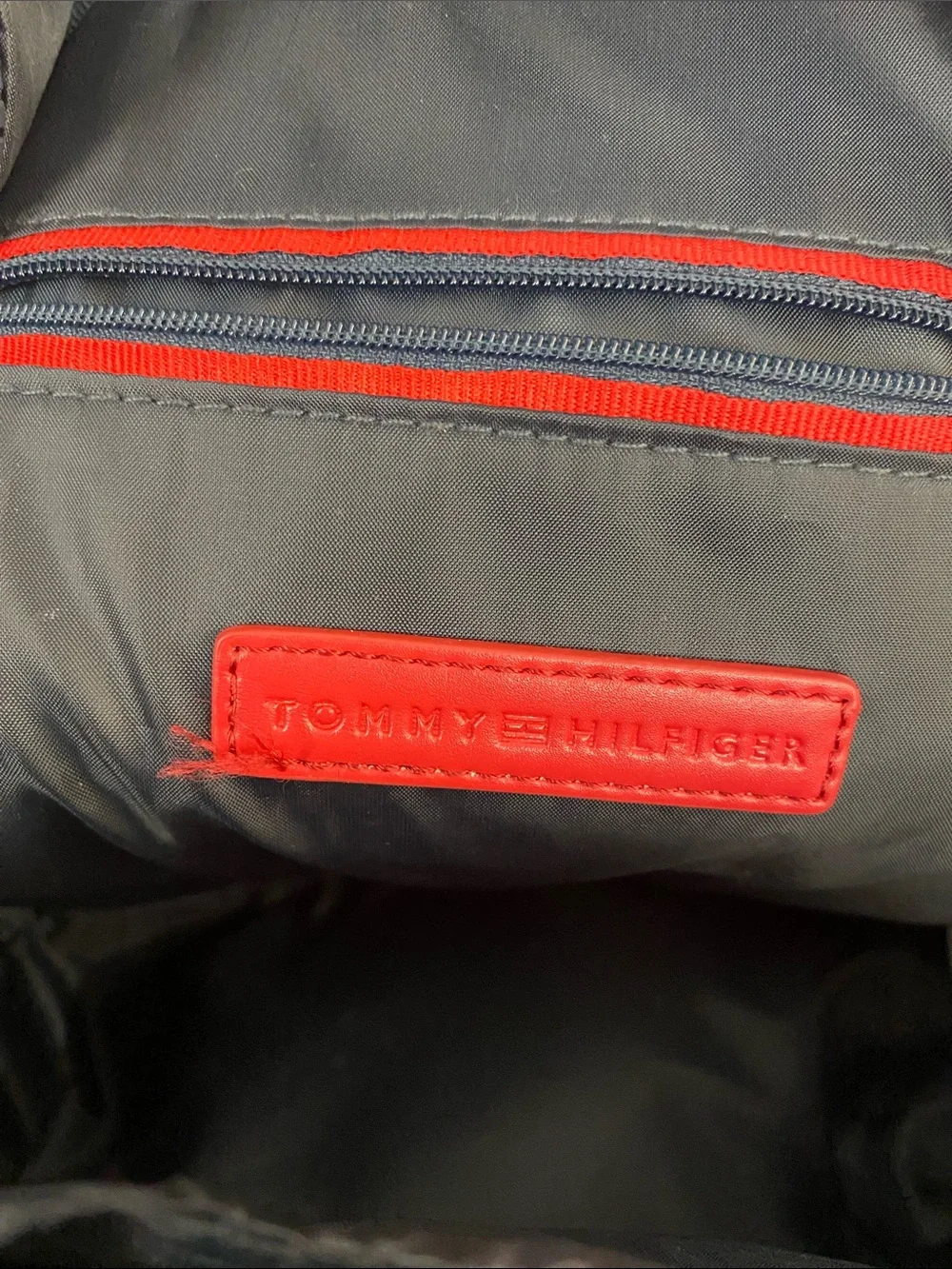 Tommy Hilfiger Red, Navy & White Monogram Pattern Backpack Unisex)